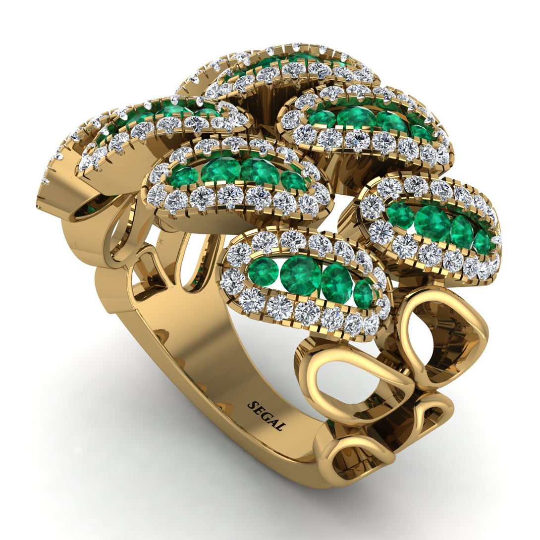Emerald Stylish Bloom Fashion Ring - Drew No. 4