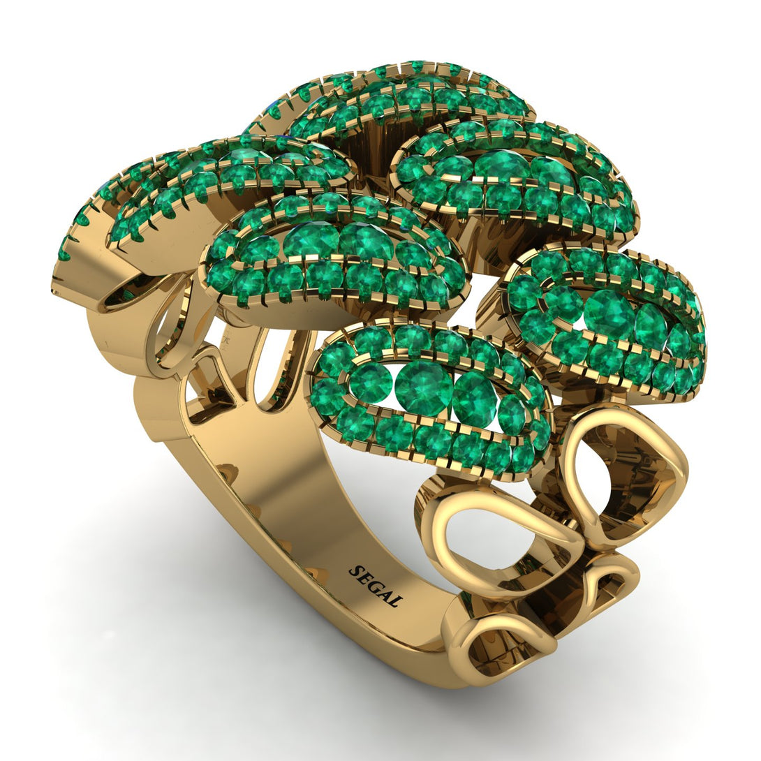 Emerald Stylish Bloom Fashion Ring - Drew No. 19