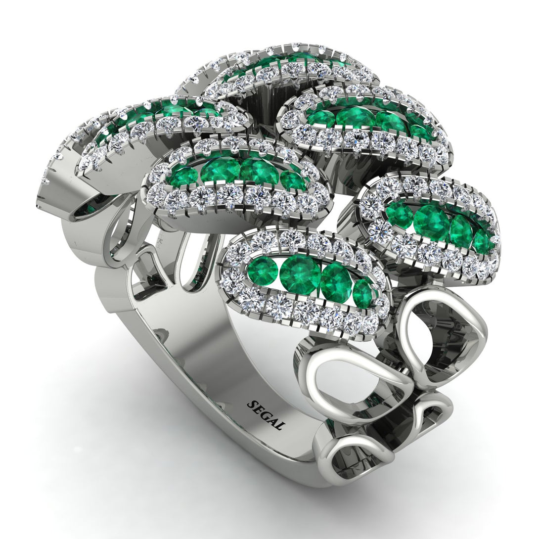 Emerald Stylish Bloom Fashion Ring - Drew No. 6
