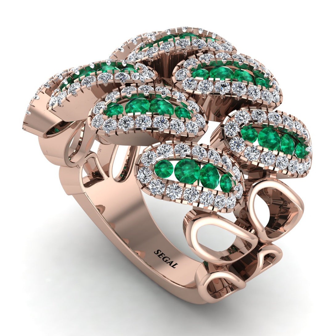 Emerald Stylish Bloom Fashion Ring - Drew No. 5