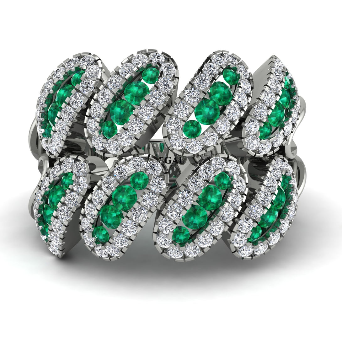 Emerald Stylish Bloom Fashion Ring - Drew No. 6