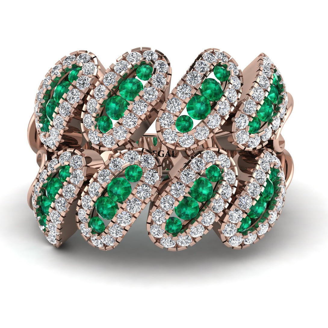 Emerald Stylish Bloom Fashion Ring - Drew No. 5