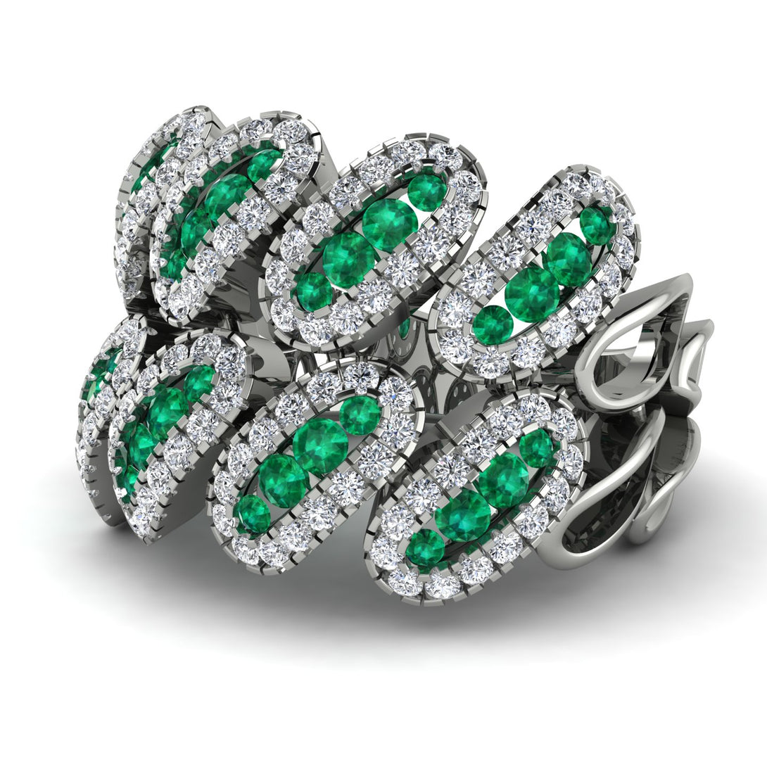 Emerald Stylish Bloom Fashion Ring - Drew No. 6