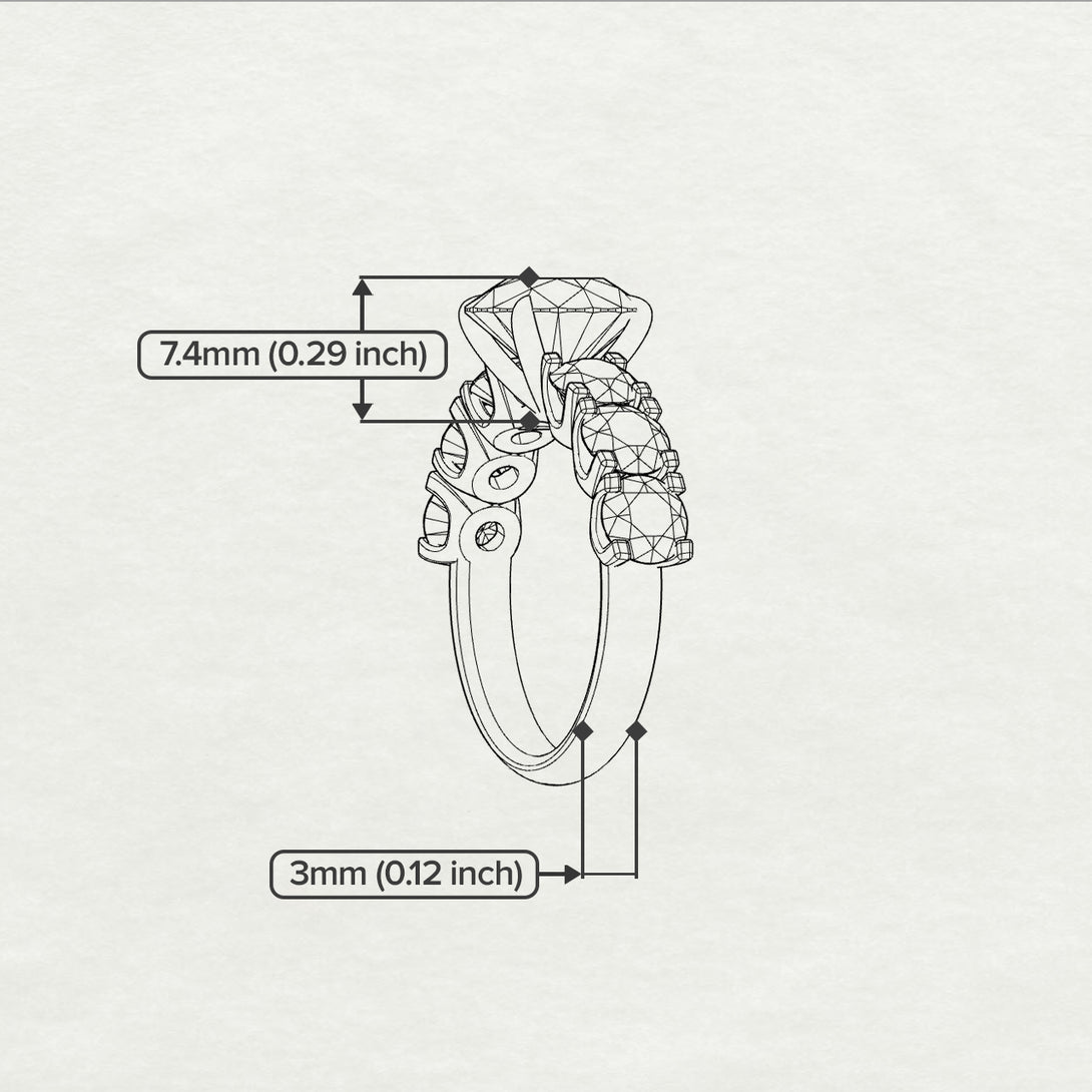 Custon 4 ct Round Cut Black Diamond Cathedral Engagement Ring - Tatum No. 3700