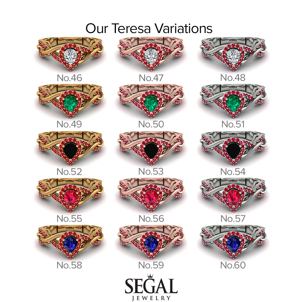 Infinity Inspired Halo Ruby Engagement Ring - Teresa No. 71