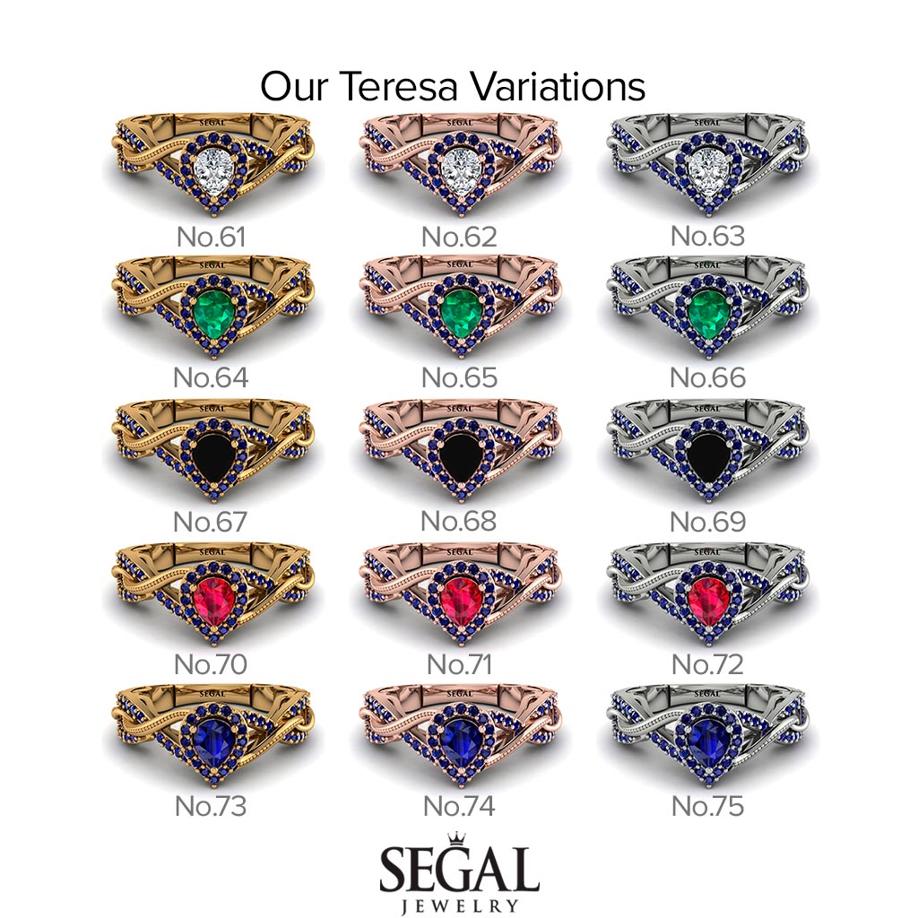 Infinity Inspired Halo Sapphire Engagement Ring - Teresa No. 15