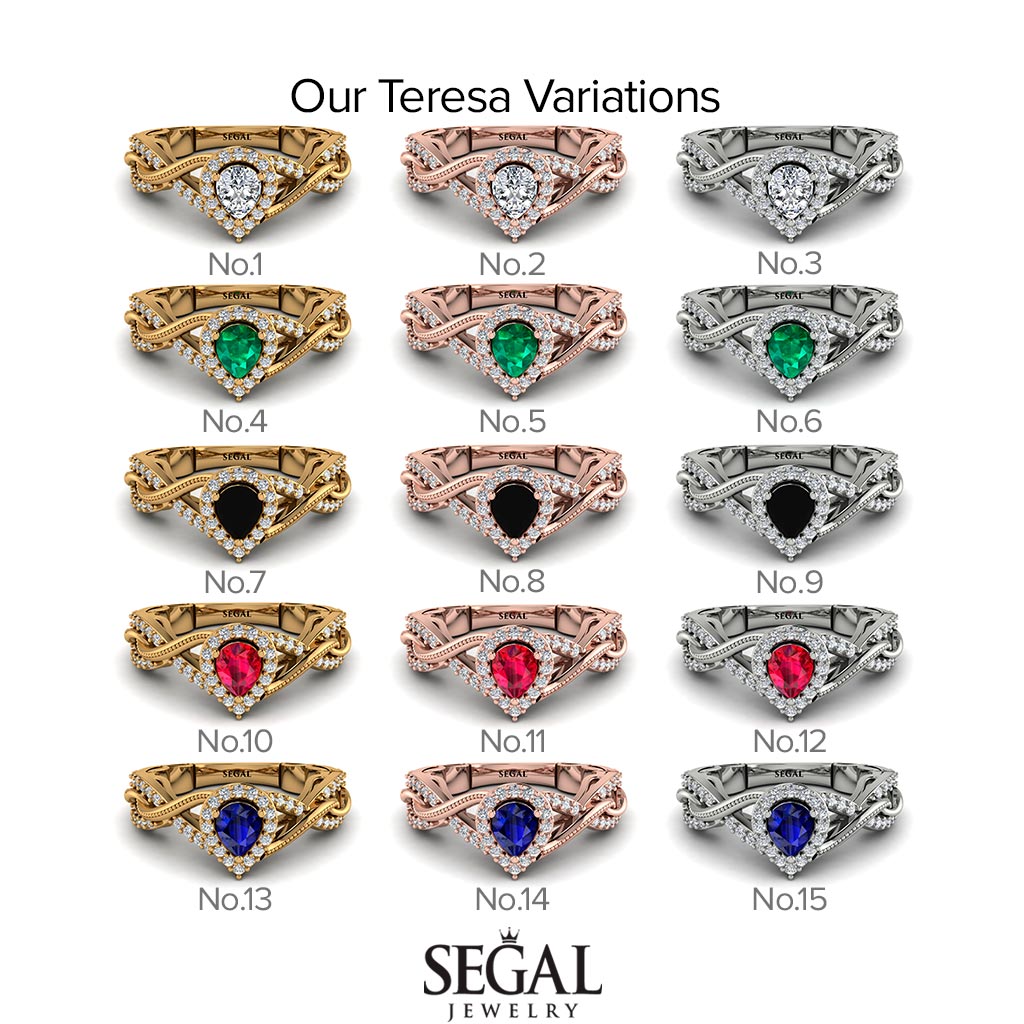 Infinity Inspired Halo Ruby Engagement Ring - Teresa No. 42
