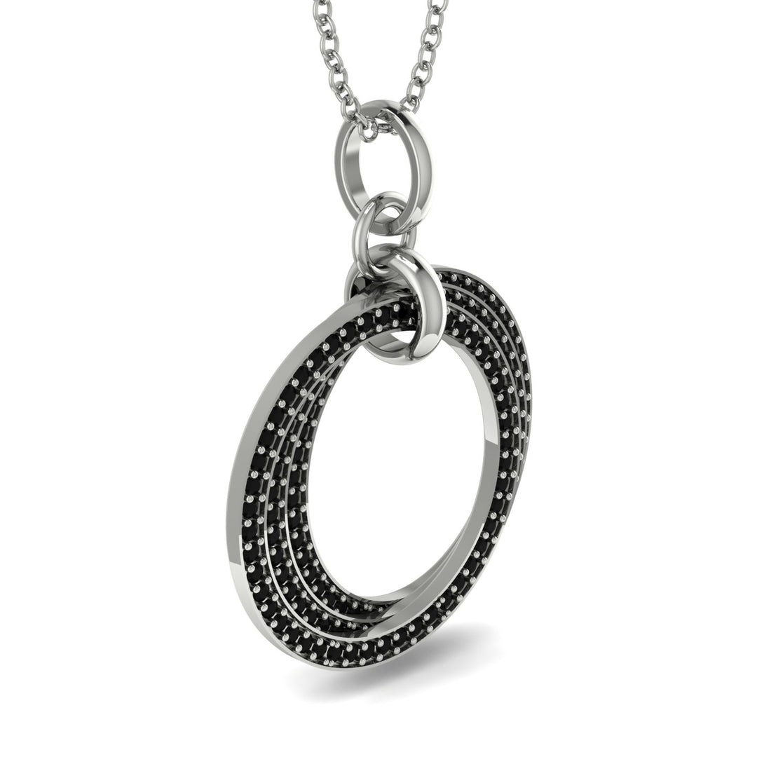 Three Circle Necklace With Black Diamond - Octavia No. 9