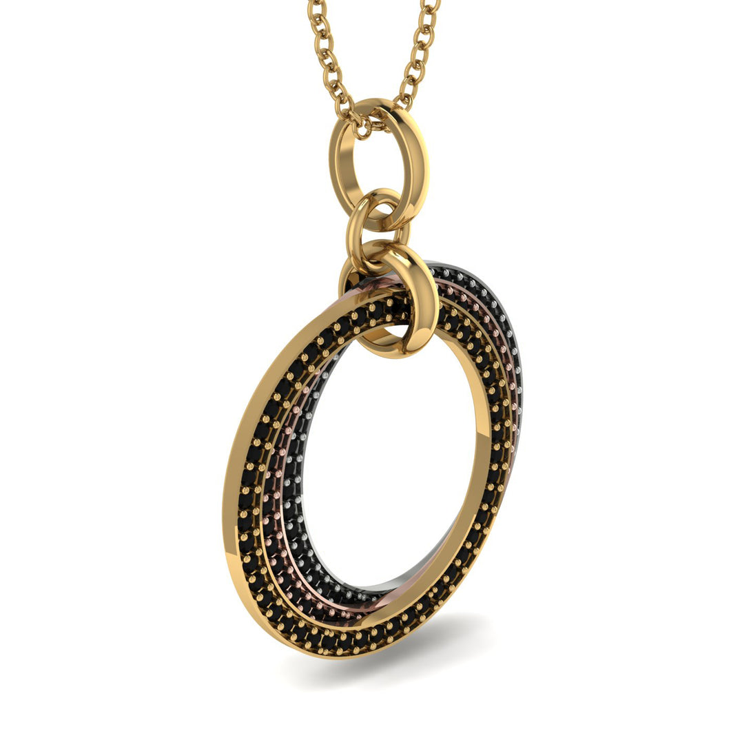 Three Circle Necklace With Black Diamond - Octavia No. 18