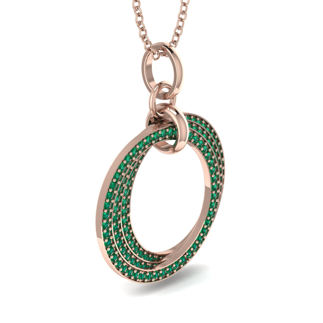 Three Circle Necklace With Emerald - Octavia No. 5
