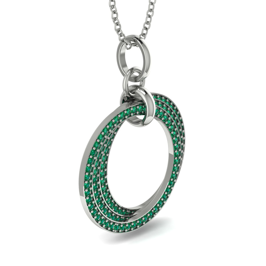 Three Circle Necklace With Emerald - Octavia No. 6