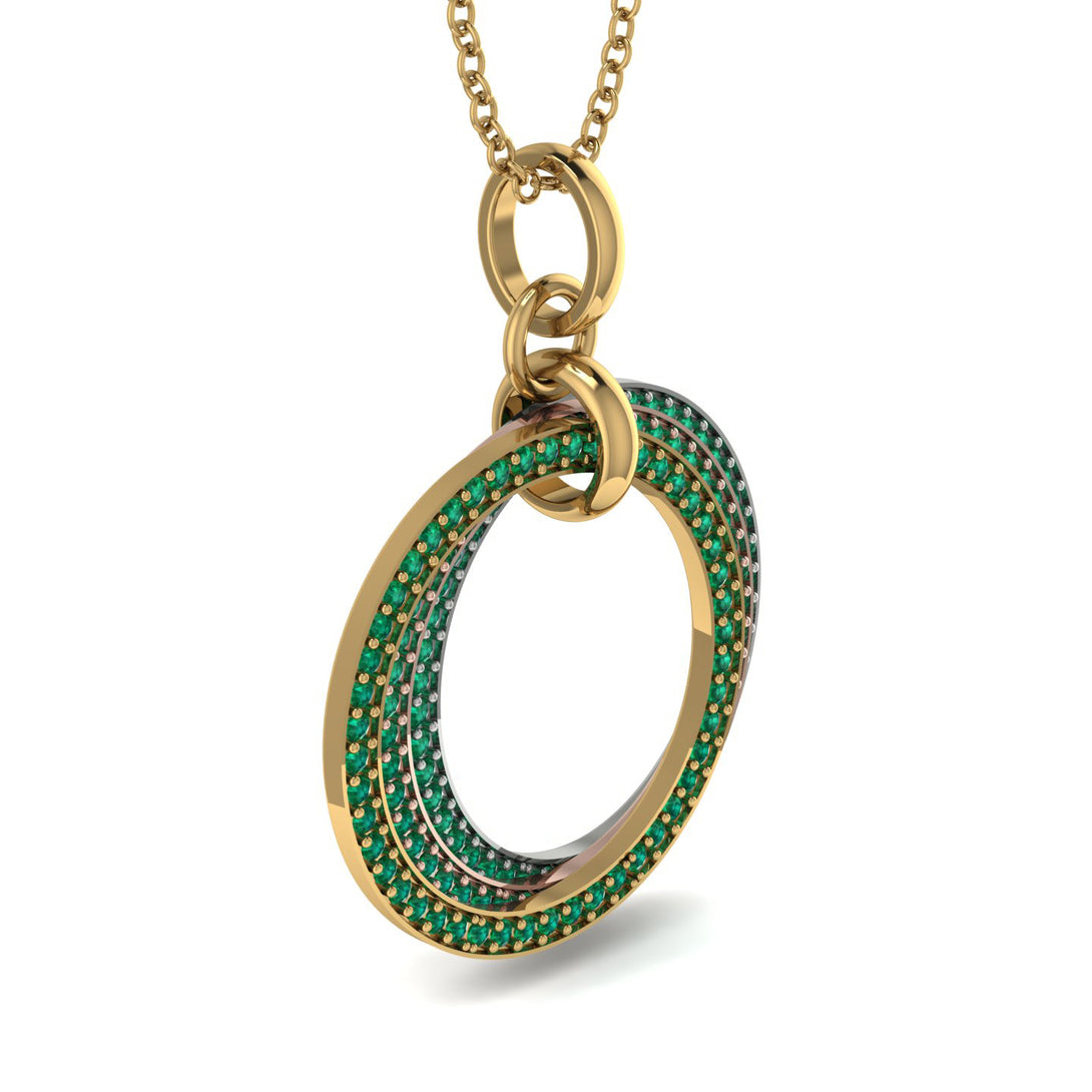 Three Circle Necklace With Emerald - Octavia No. 17