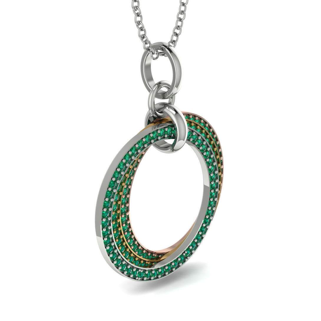 Three Circle Necklace With Emerald - Octavia No. 17