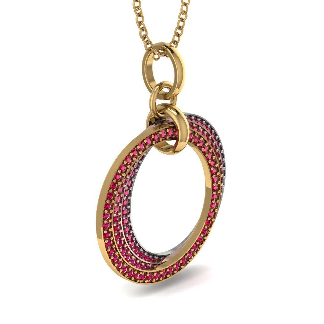 Three Circle Necklace With Ruby - Octavia No. 19