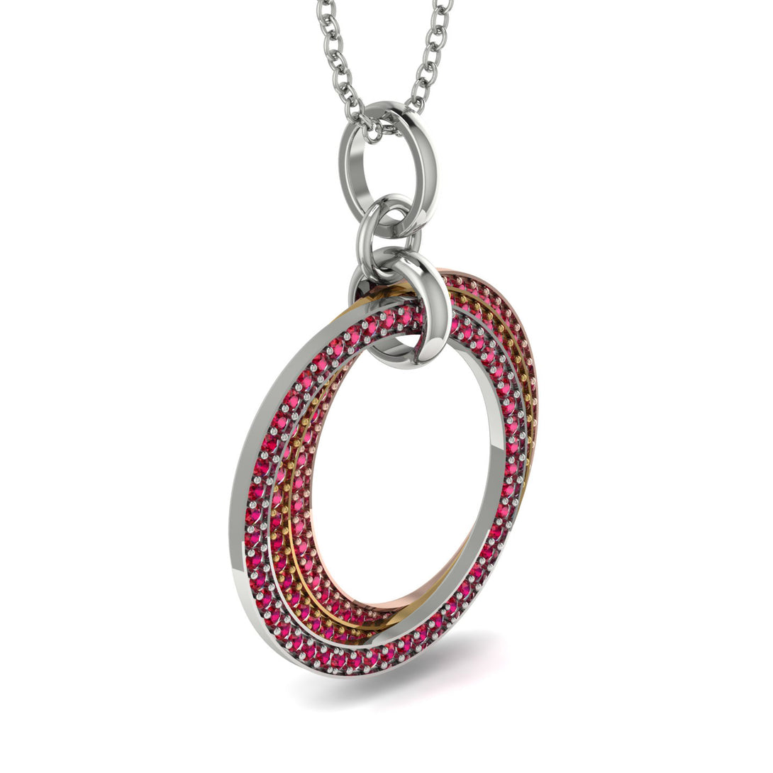 Three Circle Necklace With Ruby - Octavia No. 19