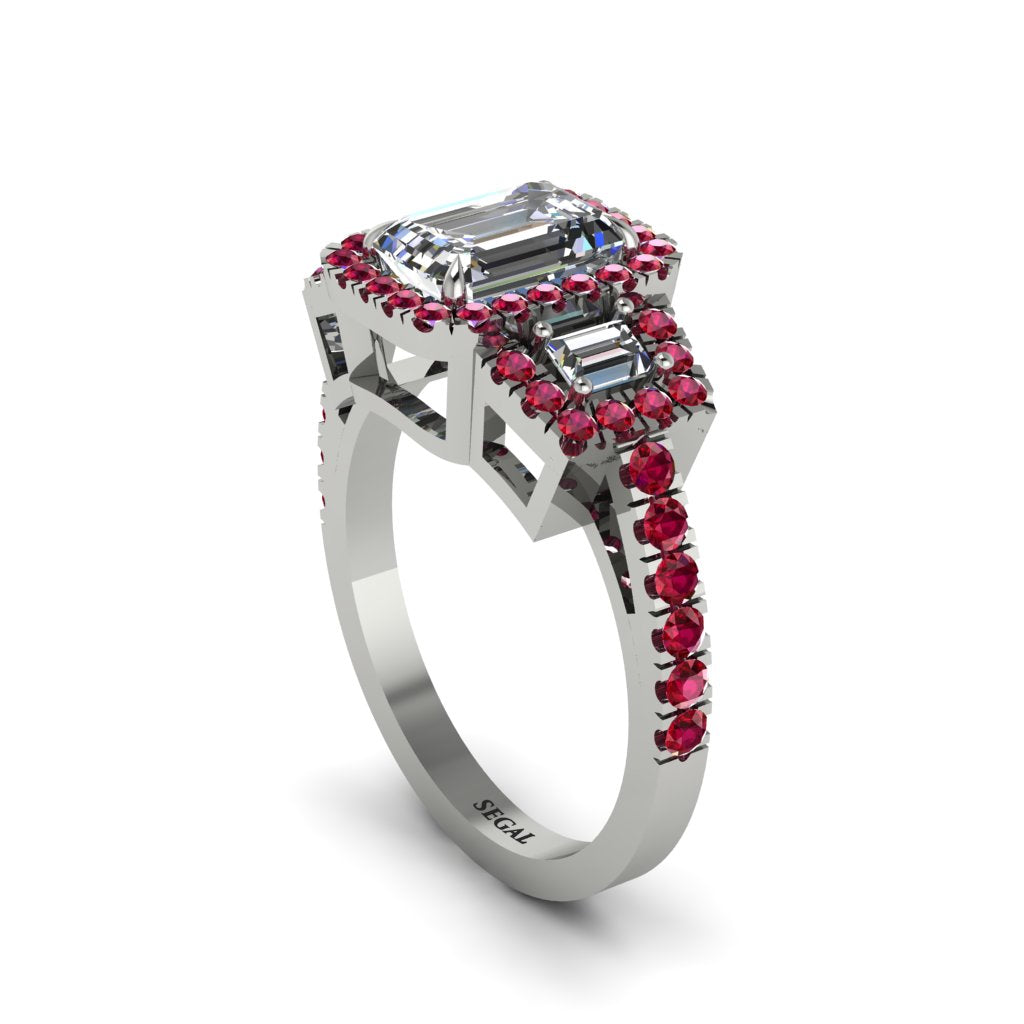 Diamond Three Halo Radiance Engagement Ring - Emely No. 48
