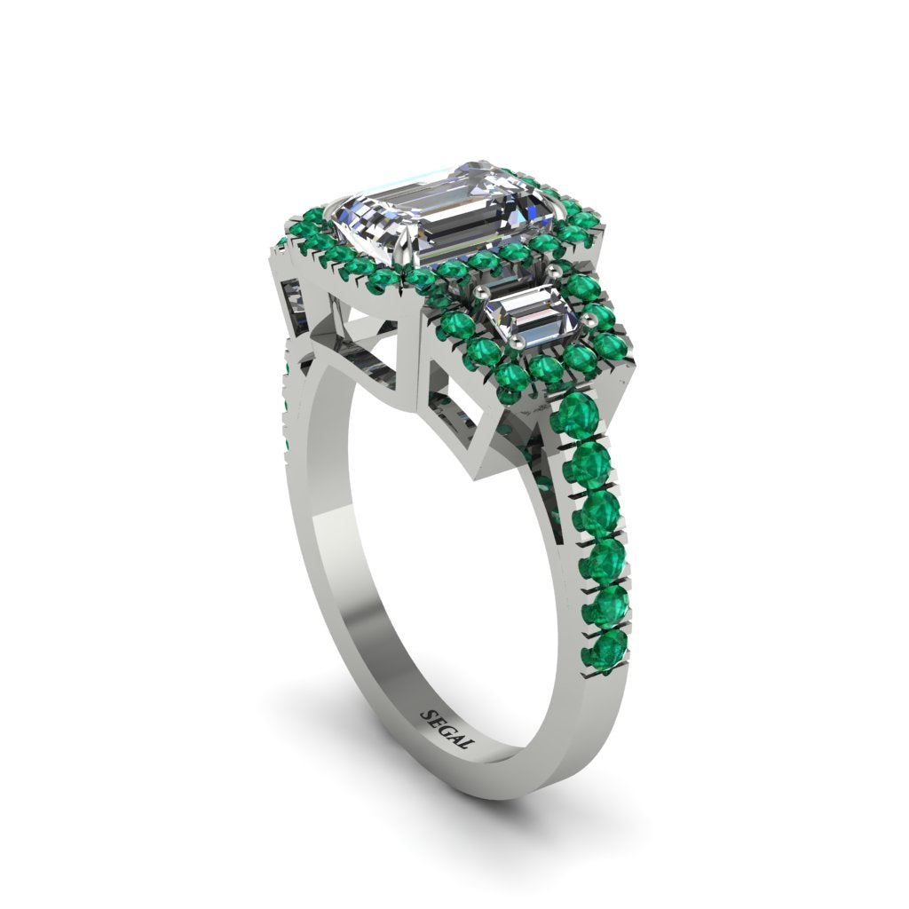 Diamond Three Halo Radiance Engagement Ring - Emely No. 18