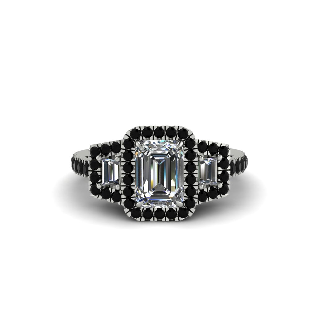 Diamond Three Halo Radiance Engagement Ring - Emely No. 33