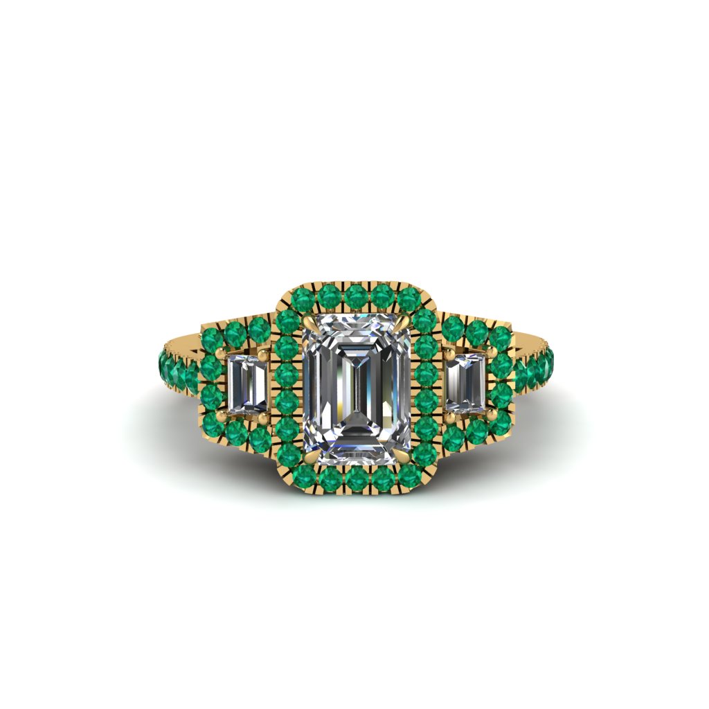 Diamond Three Halo Radiance Engagement Ring - Emely No. 16