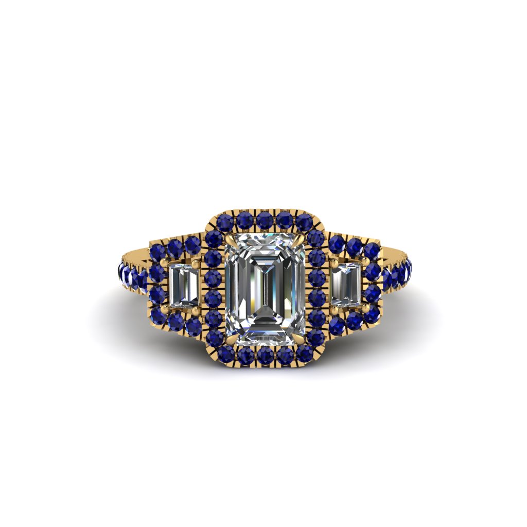 Diamond Three Halo Radiance Engagement Ring - Emely No. 61