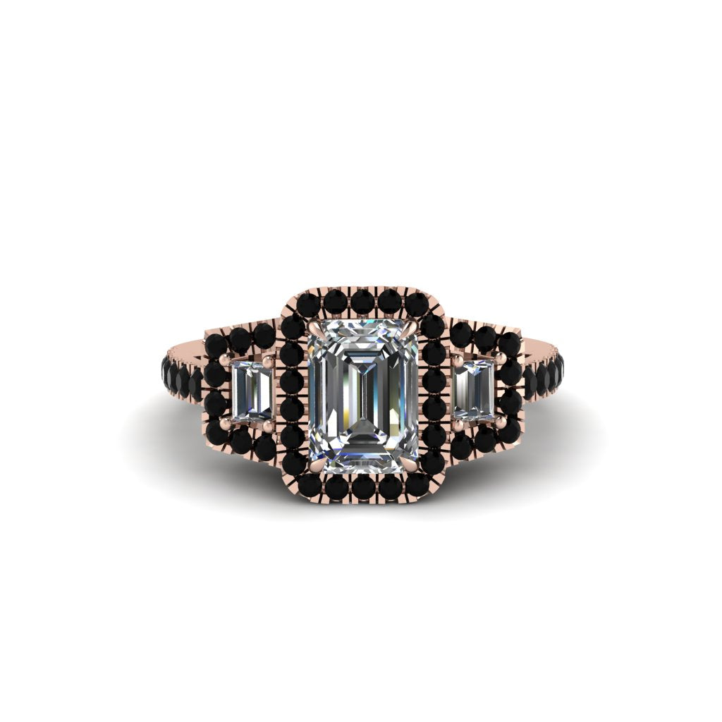 Diamond Three Halo Radiance Engagement Ring - Emely No. 32