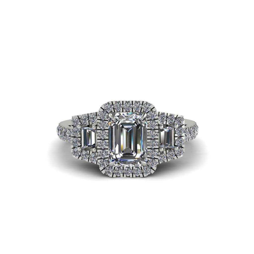 Diamond Three Halo Radiance Engagement Ring - Emely No. 3