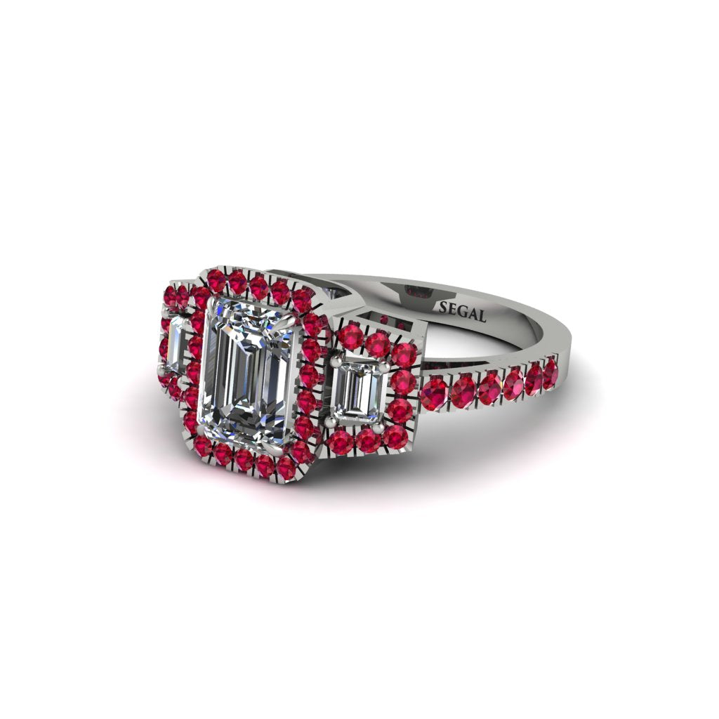 Diamond Three Halo Radiance Engagement Ring - Emely No. 48