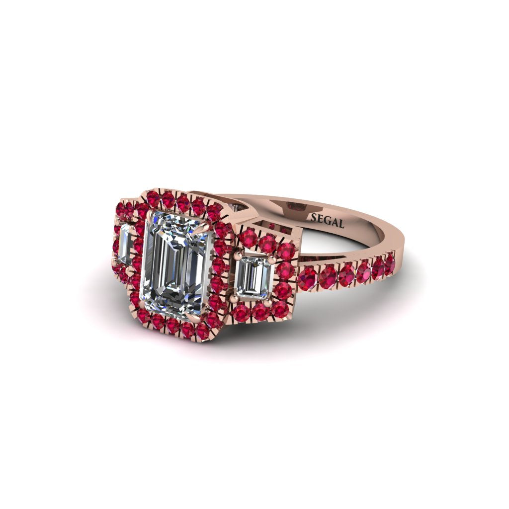 Diamond Three Halo Radiance Engagement Ring - Emely No. 47
