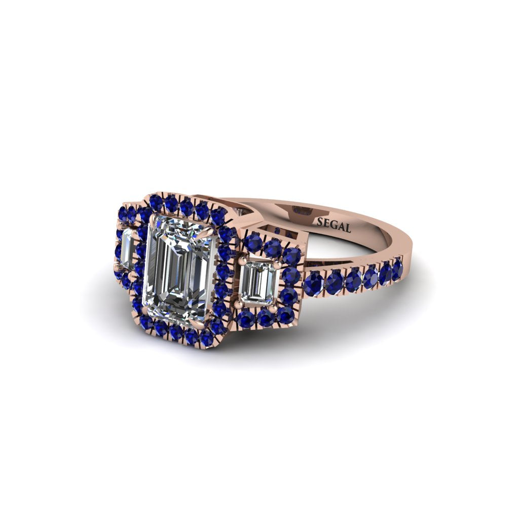 Diamond Three Halo Radiance Engagement Ring - Emely No. 62
