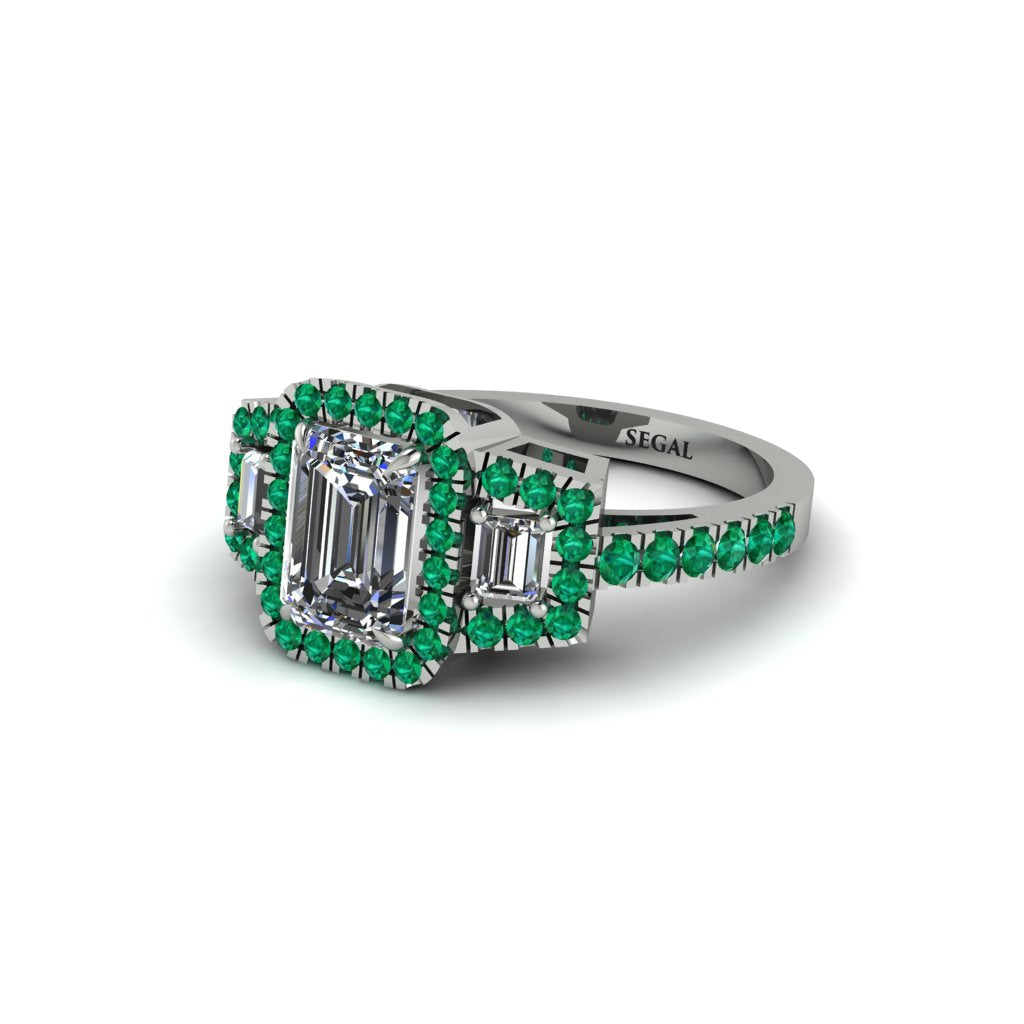 Diamond Three Halo Radiance Engagement Ring - Emely No. 18