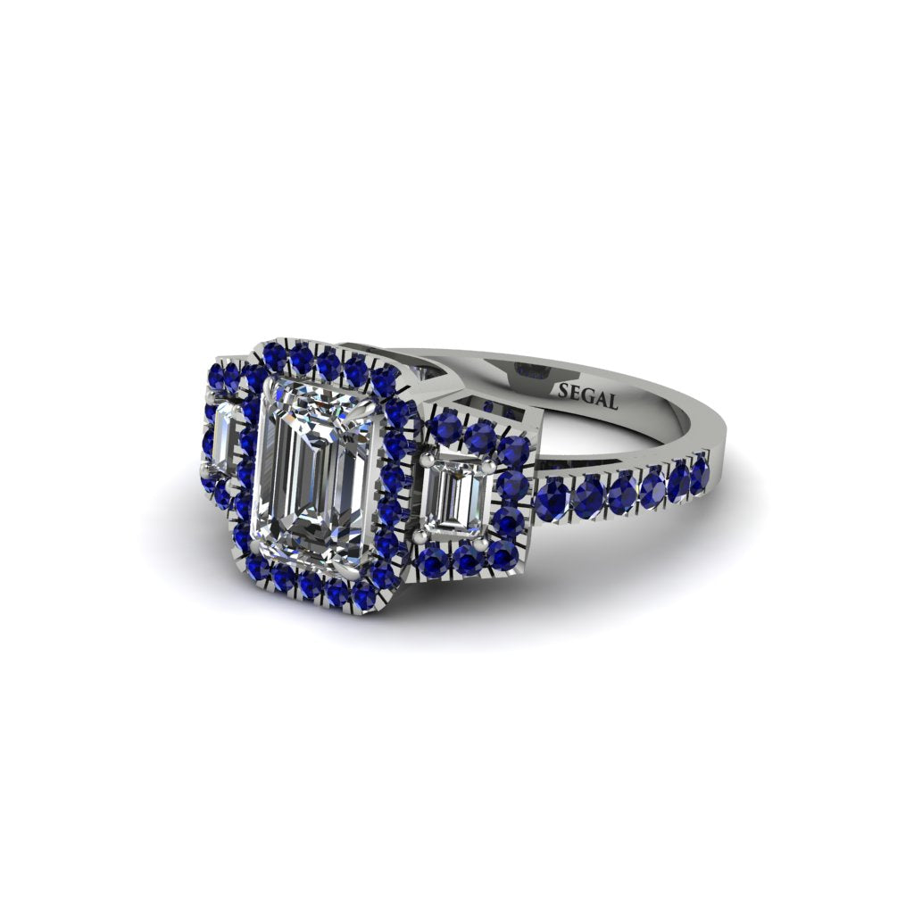 Diamond Three Halo Radiance Engagement Ring - Emely No. 63
