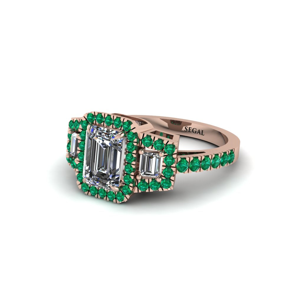 Diamond Three Halo Radiance Engagement Ring - Emely No. 17