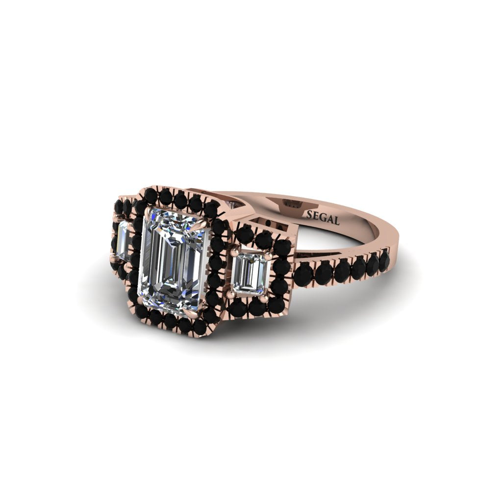 Diamond Three Halo Radiance Engagement Ring - Emely No. 32