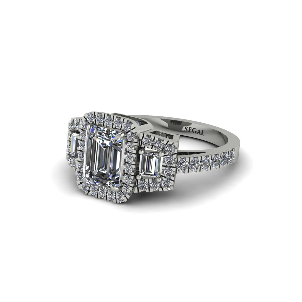 Diamond Three Halo Radiance Engagement Ring - Emely No. 3