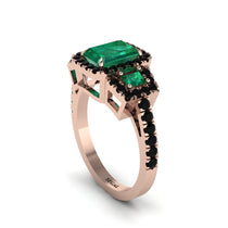 Emerald Three Halo Radiance Engagement Ring - Emely No. 35 image 1