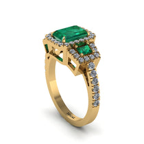 Emerald Three Halo Radiance Engagement Ring - Emely No. 4 image 1