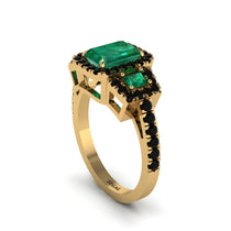 Emerald Three Halo Radiance Engagement Ring - Emely No. 34 image 1