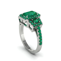 Emerald Three Halo Radiance Engagement Ring - Emely No. 21 image 1