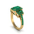 Emerald Three Halo Radiance Engagement Ring - Emely No. 19