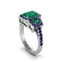 Emerald Three Halo Radiance Engagement Ring - Emely No. 66