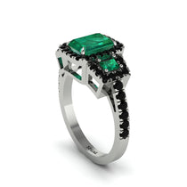 Emerald Three Halo Radiance Engagement Ring - Emely No. 36 image 1