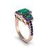 Emerald Three Halo Radiance Engagement Ring - Emely No. 65