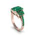 Emerald Three Halo Radiance Engagement Ring - Emely No. 20