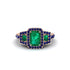Emerald Three Halo Radiance Engagement Ring - Emely No. 65 image 2
