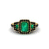 Emerald Three Halo Radiance Engagement Ring - Emely No. 34