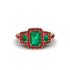 Emerald Three Halo Radiance Engagement Ring - Emely No. 49