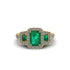 Emerald Three Halo Radiance Engagement Ring - Emely No. 4