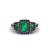 Emerald Three Halo Radiance Engagement Ring - Emely No. 64