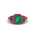 Emerald Three Halo Radiance Engagement Ring - Emely No. 51