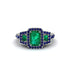 Emerald Three Halo Radiance Engagement Ring - Emely No. 66